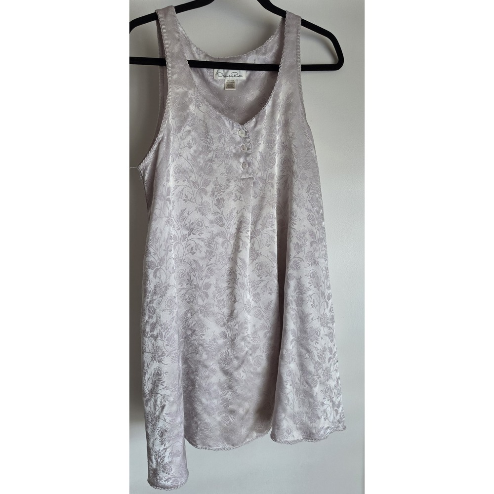 Oscar de la Renta Nightgown Medium Lavender Floral Sleeveless Sleepshirt Gown
